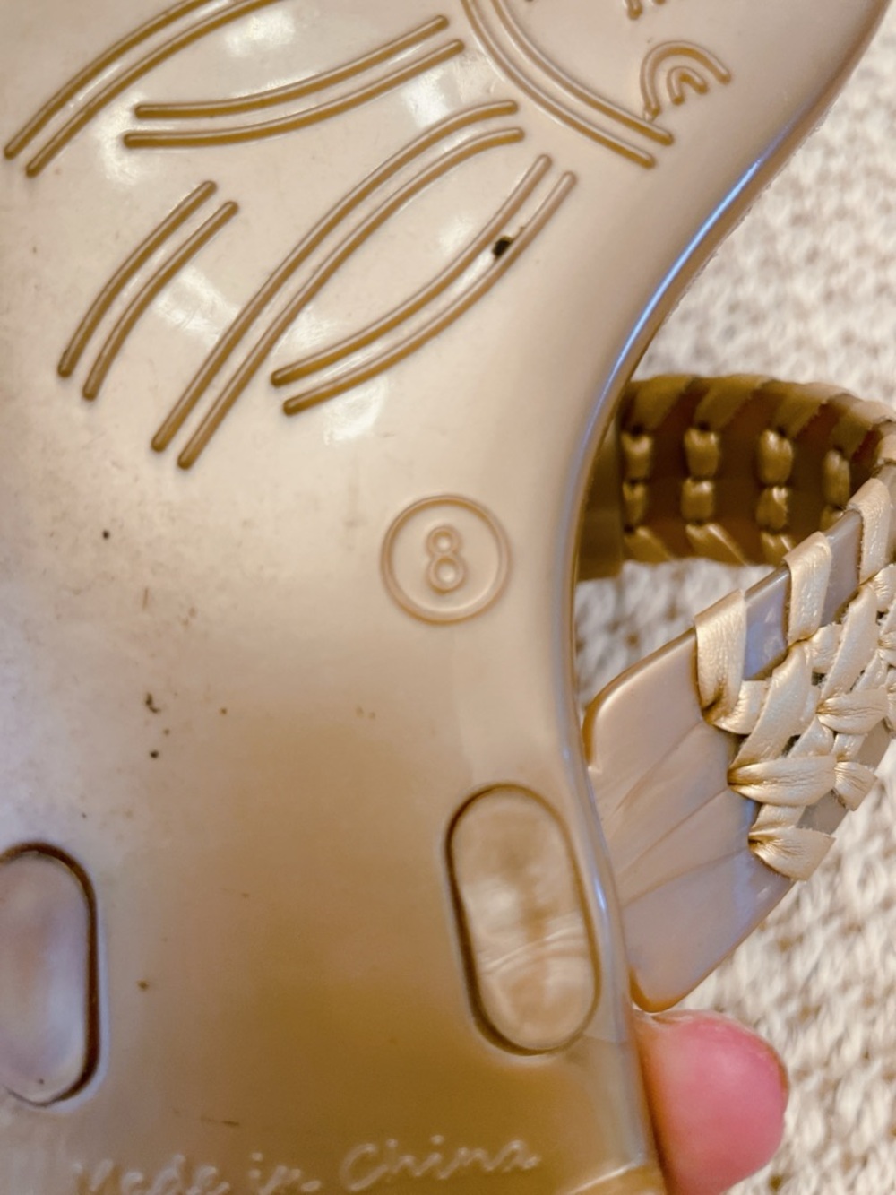 Jack Rogers Tinsley Jelly Thong Sandals Gold Women’s Size 8 - Picture 4 of 6